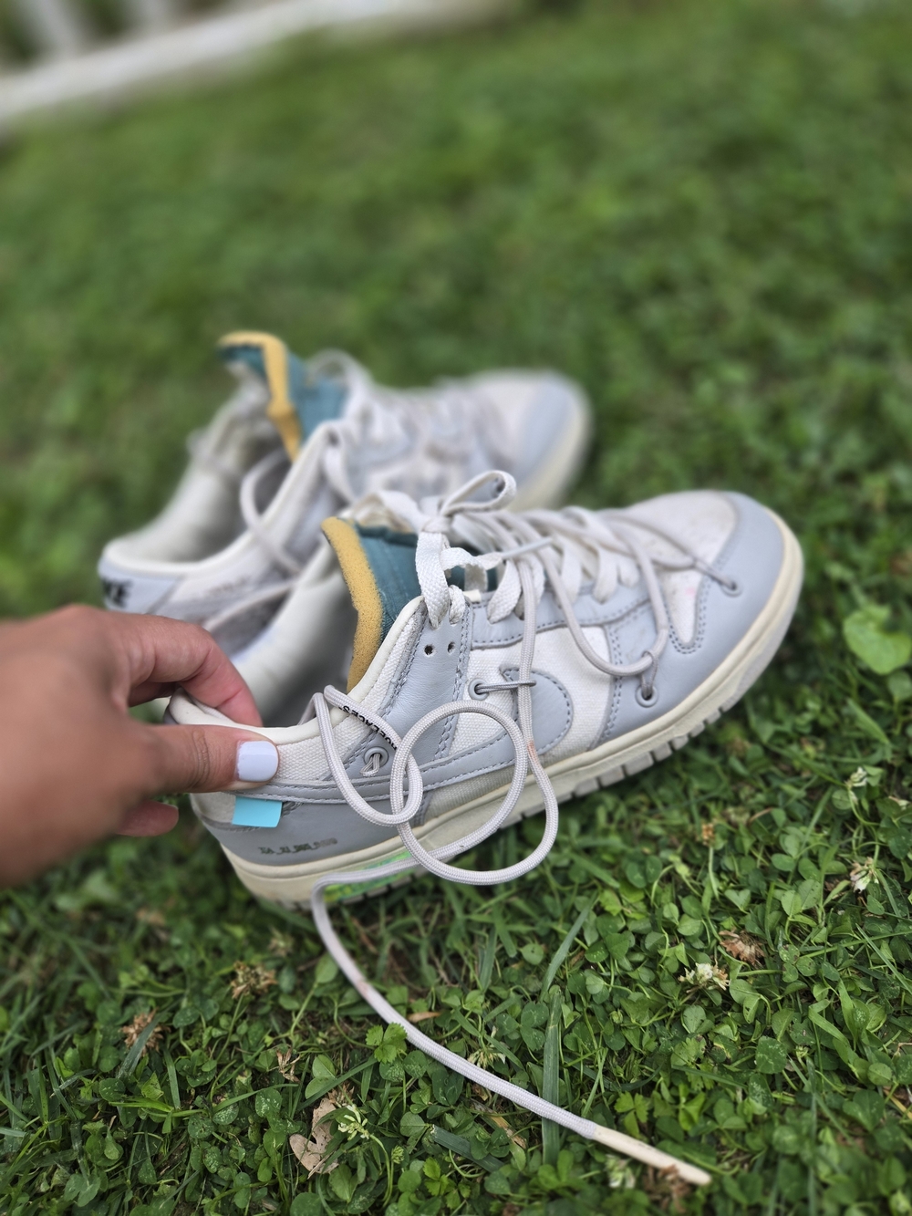 Nike Casual Sneakers in White, Light Gray, Blue and Yellow